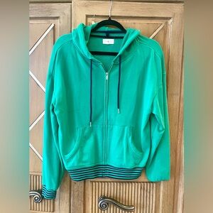 Loft Lou & Grey Bright Green Hoodie with Striped Accents